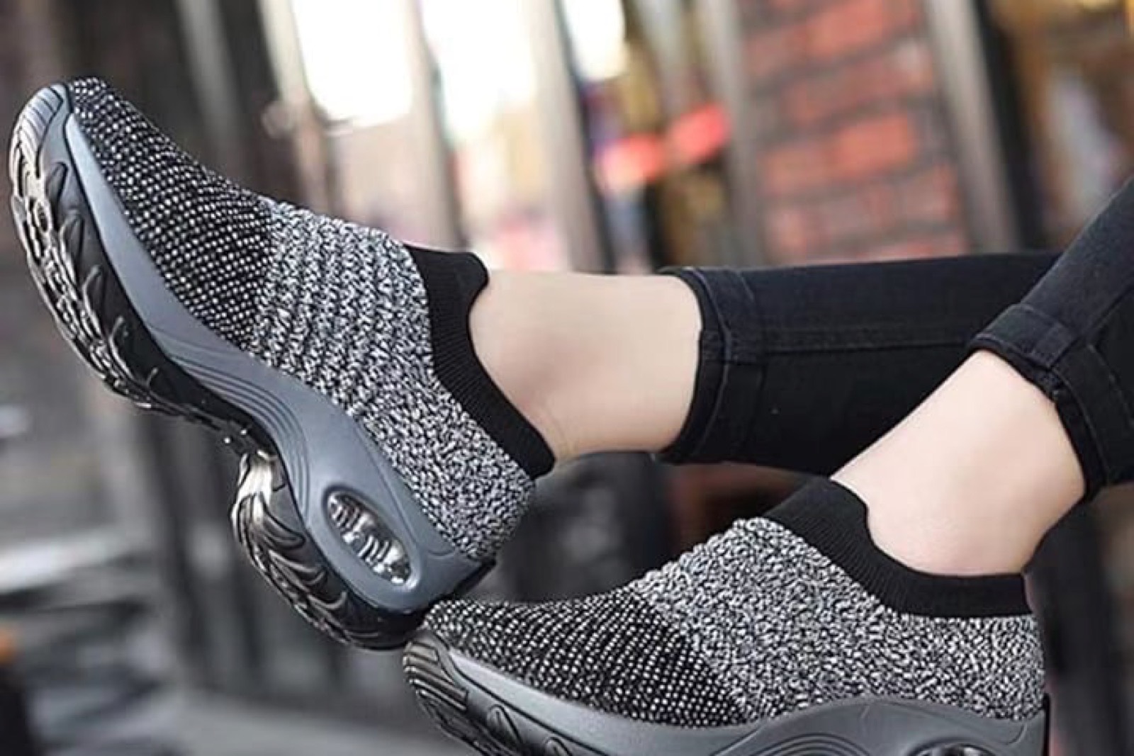 Slow Man style women's walking shoes with breathable knit upper and slip-on comfort design thumbnail